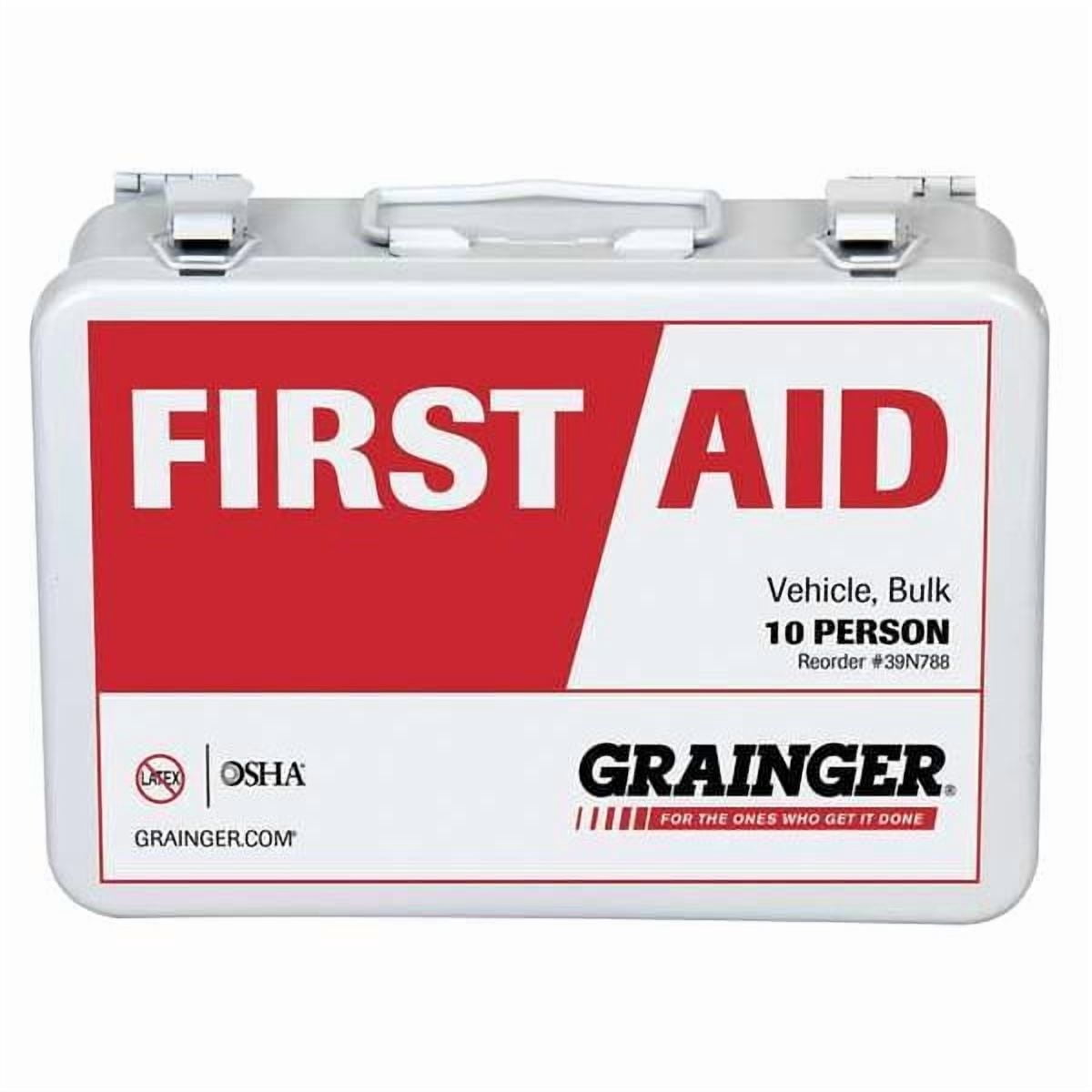 First Aid Kit and Housing, Metal 80 Components, 10 People Served 54553