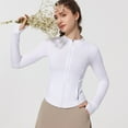 thumbnail image 5 of Womens Plus Size Summer Sun Jacket Ice Skin Coat Workout Jacket Yoga Tight Fit Zip Up White S, 5 of 6
