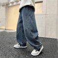 thumbnail image 2 of FYDUU Boys Baggy Jeans Wide Leg Denim Pants with Pockets Elastic Waist Loose Fit Jeans Casual Trousers Streetwear Autumn School Wear Fashion Slacks 7-8 Years, 2 of 9