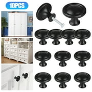 10 Pcs Kitchen Cabinet Knobs, TSV Cabinet Hardware Round Knobs with Screws for Dresser Home Decor (1.2'', Black)