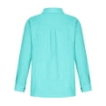 thumbnail image 4 of yoeyez Cotton Linen Button down Shirts for Women Summer Lapel Neck Long Sleeve Tunics Tops Comfy Loose Basic Shirts for Work,Going Out,Holiday Blue,S, 4 of 7