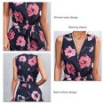 thumbnail image 5 of Women's Summer Sleeveless A-Line Dress with V-Neck, Zipper Closure, and Waist Belt, Floral Pattern, XL, Black, 5 of 6