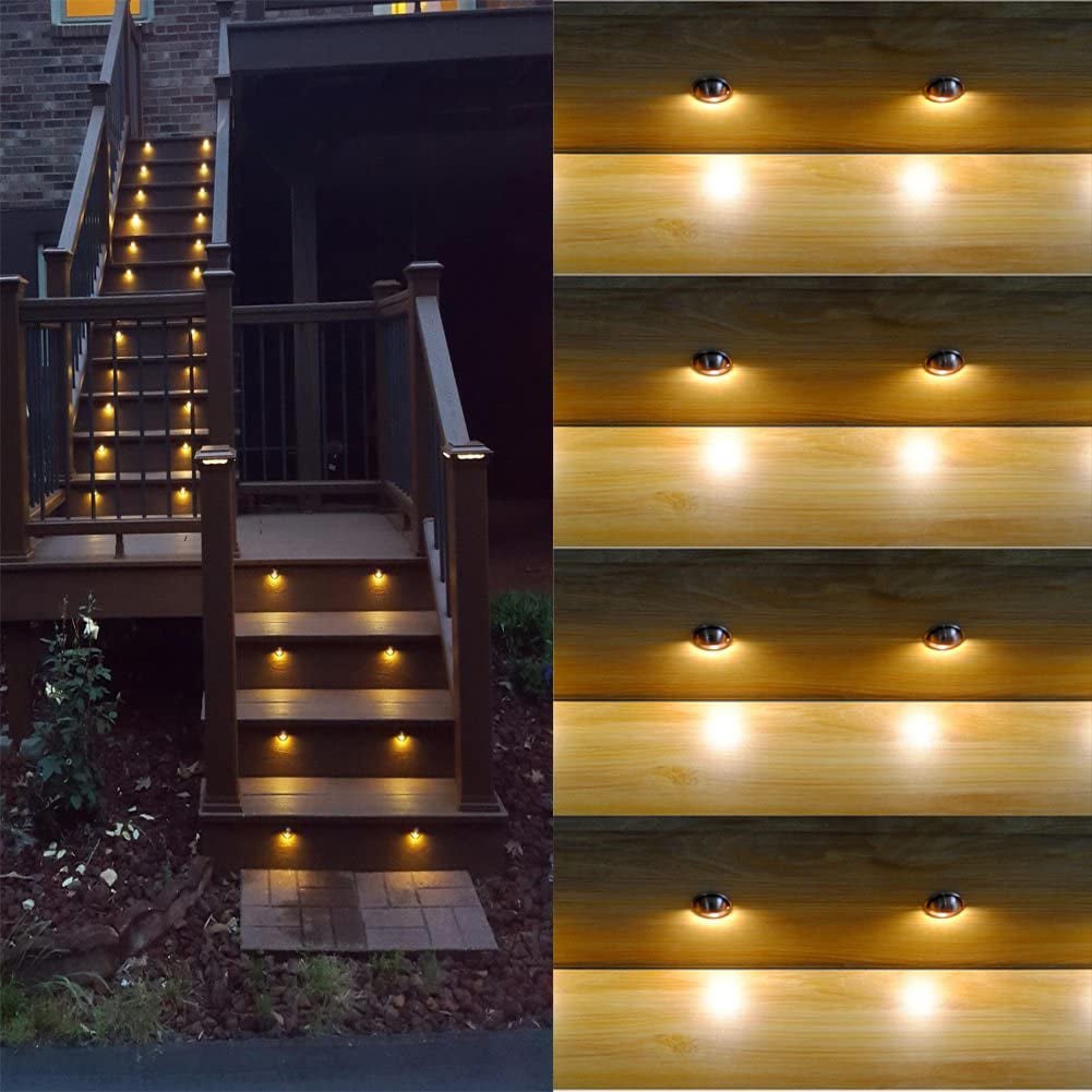 10Pcs Warm White LED Deck Step Stair Light Outdoor Yard Lighting Low Voltage Kit 