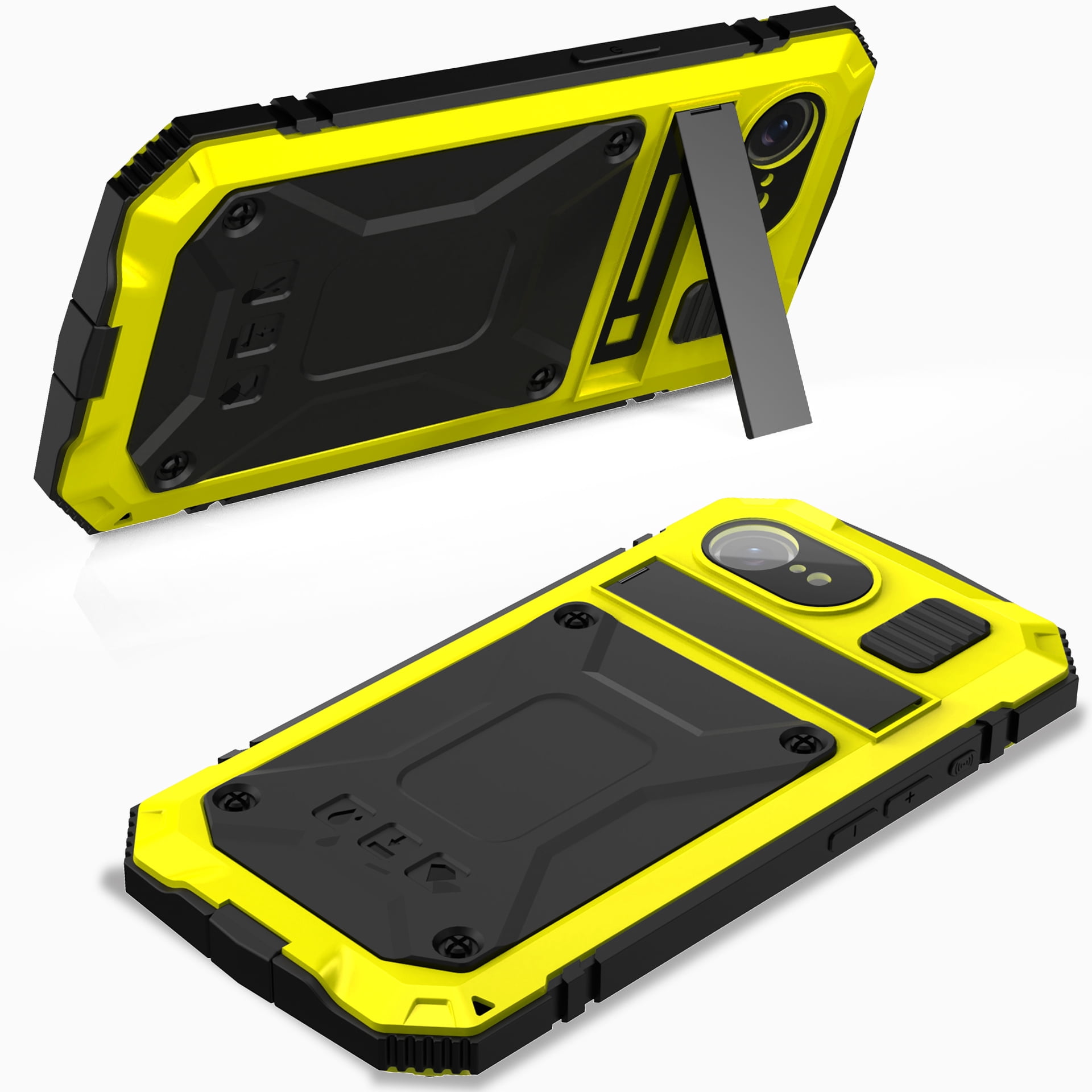 for iPhone 16e Armor Cover Case with Screen Protector, with Built-in 360° Rotate Ring Stand Heavy Duty Protection Cover Case for Apple iPhone 16e, Yellow