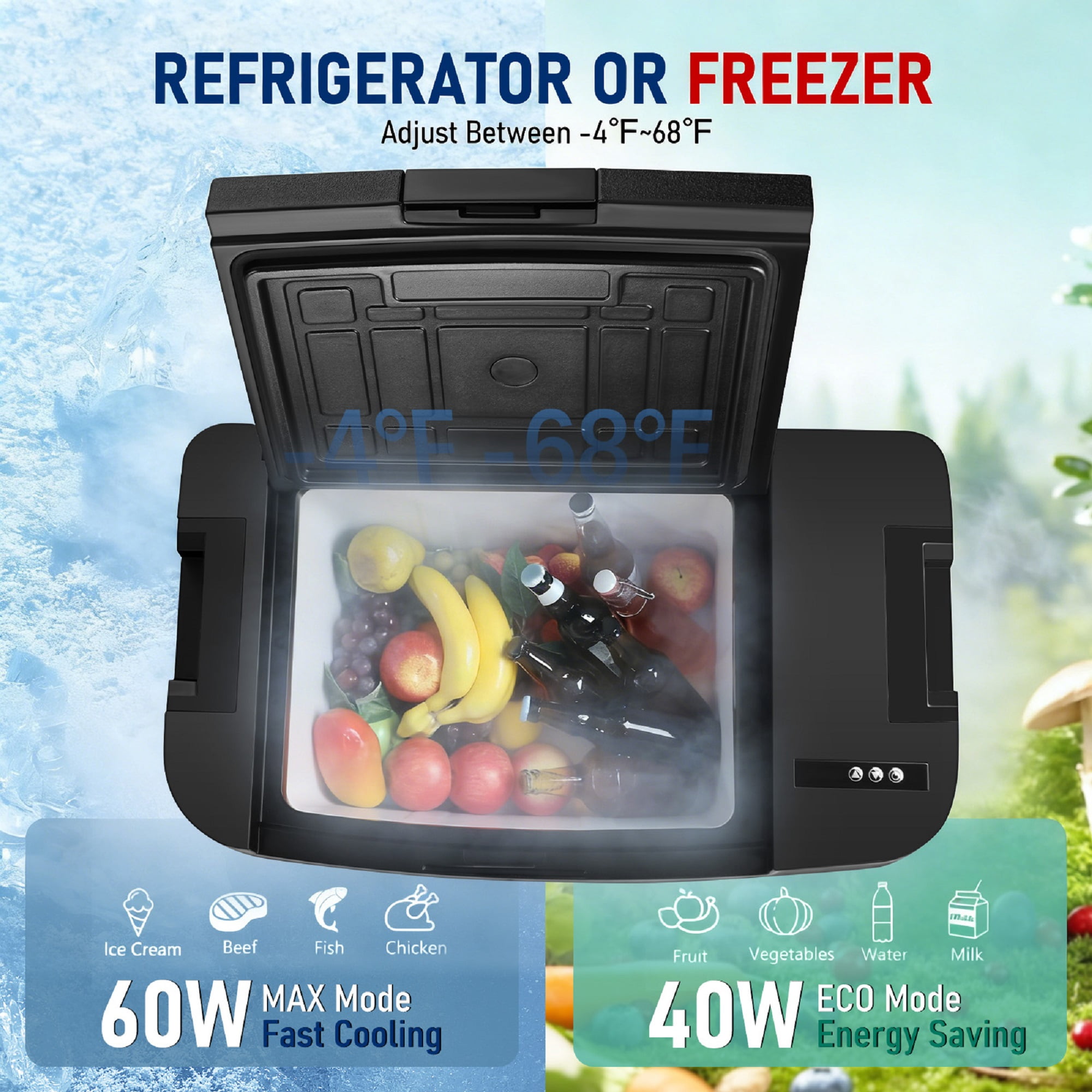 Compatible with Tesla Model Y Car Refrigerator & Portable Freezer, 35L Built-in Fridge for Tesla with App Control, -4°F~68°F Cooling