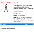 thumbnail image 2 of Air Conditioning Accessory Drive Belt - Compatible with 2007 Chevy Silverado 2500 HD Classic 6.0L V8 VIN U, 2 of 2