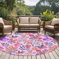 thumbnail image 4 of Round Rugs 6 Ft, Spring Floral Non Slip Area Rugs for Kitchen Bedroom Entryway, Retro Watercolor Flowers Leaves Plants Purple Washable Carpet Runner Rug Floor Mats for Bedroom Home Decor, 4 of 8