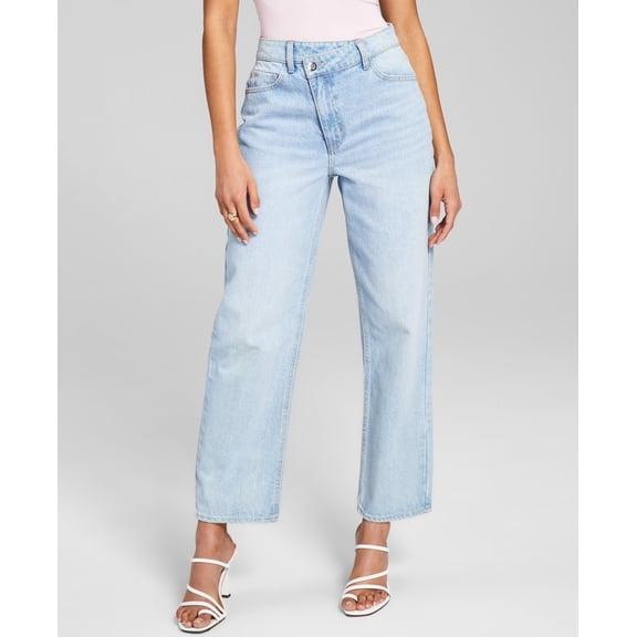 Now This Womens Cotton Crisscross Cropped Jeans Hanzo Light Wash 30