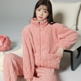 thumbnail image 3 of Fleece Pajama Pants Women Long Sleeve Zip Up Jackets Pants Set Cozy Lounge Sets for Women Winter Womens Warm Pajama Sets, 3 of 8