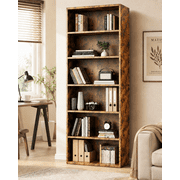 LIFERECORD Bookshelf, 6-Tier Bookcase, Wooden Book Shelf, Open Storage Shelf, 9.4 x 23.6 x 52.8 Inches, for Living Room, Home Office, Dinning Room, Rustic Brown