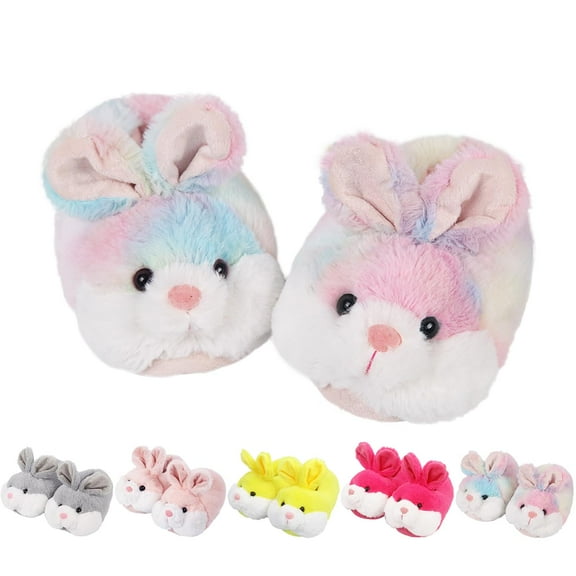 Kids Classic Bunny Slippers,Cute Animal Anti Slip House Shoes for Boy and Girl,Colorful Rabbit Slippers Christmas Halloween Easter Gifts（Size：5-6）