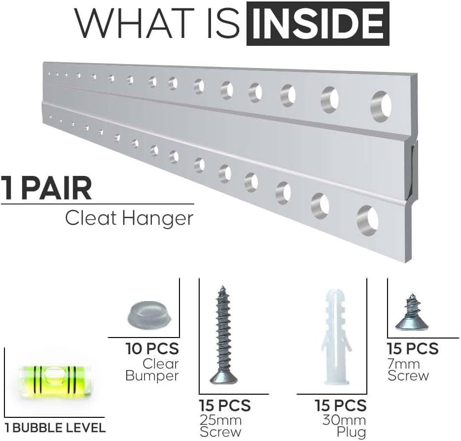Versatile 18'' French Cleat Hanger Heavy Duty, French Cleats Kit for Secure Wall Mounting - French Cleat Picture Hanger Bracket - Hang with Confidence Using French Cleat(Supports Upto 90 Lbs 1 Pair)