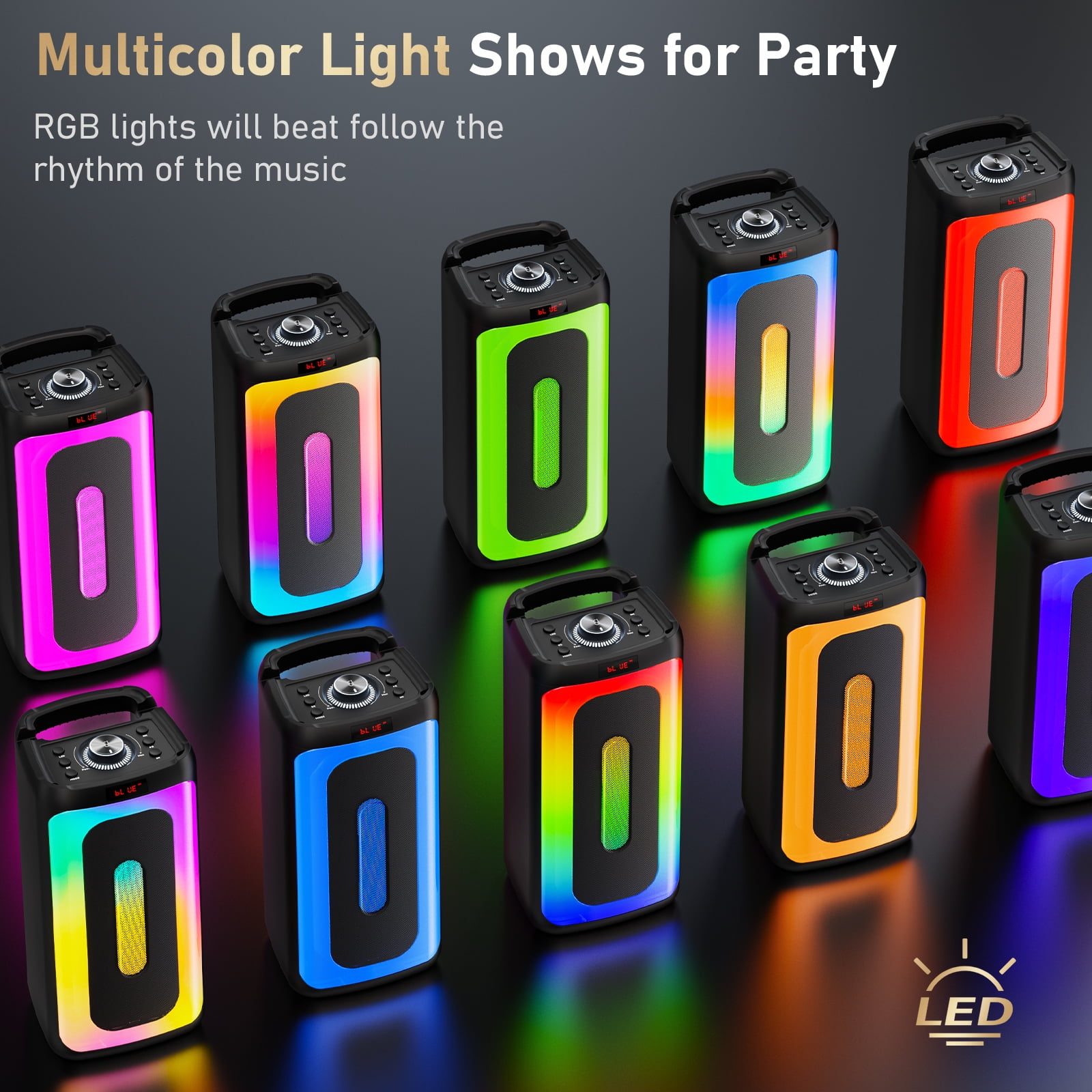 JAUYXIAN Karaoke Machine for Adult, Bluetooth Speaker with Microphone & Colorful RGB Lights, T25-T