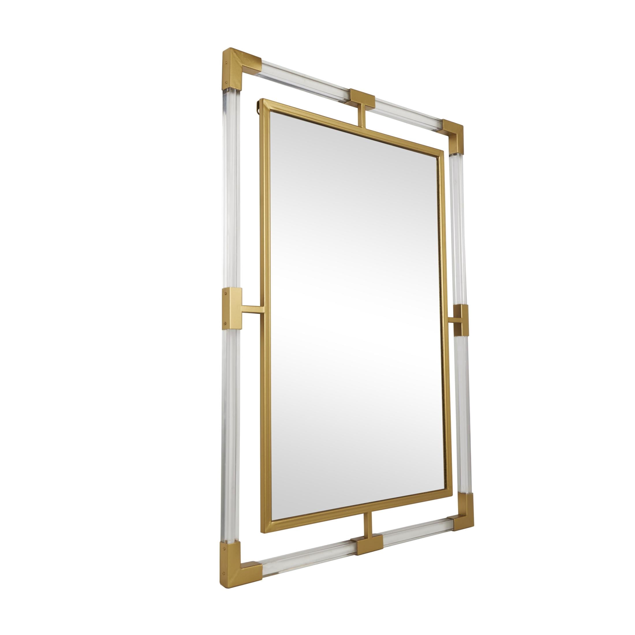 DecMode 28" x 38" Gold Double Framed Wall Mirror with Acrylic Frame