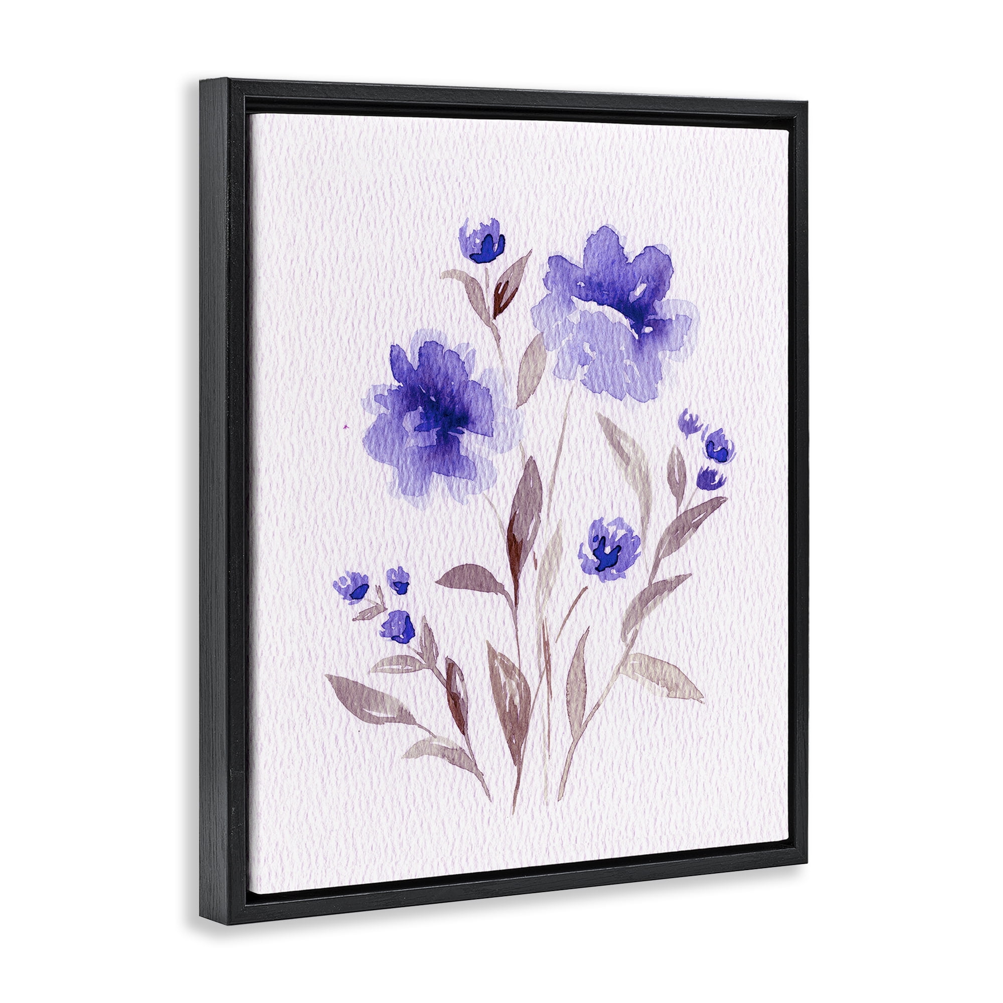 Stupell Industries Blooming Purple Flowers Black Framed Floater Canvas Wall Art, design by Leah Noel Art
