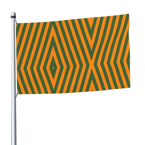 Orange Green Stripe Flag 5x8 Ft Print Vivid Color Outdoors Indoors Light-Weight Polyester Flags