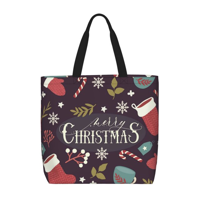 Balery Merry Christmas Bolsa de Mano para Mujeres con Cremallera, Bolsa de Gimnasio con Compartimentos, Bolsa para Laptop, Bolsa para Trabajo