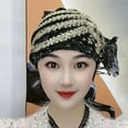 thumbnail image 4 of YAOBAMM Ladies Turban Hat Sequin Decor Ladies Turban Hat Color Matching Embroidery Lightweight Headscarf Daily Beanie, 4 of 7