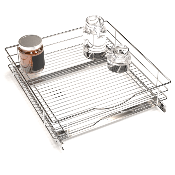 Home Zone Living 20" Width x 21" Depth 1 Shelf Pull Out Storage Organizer, Silver