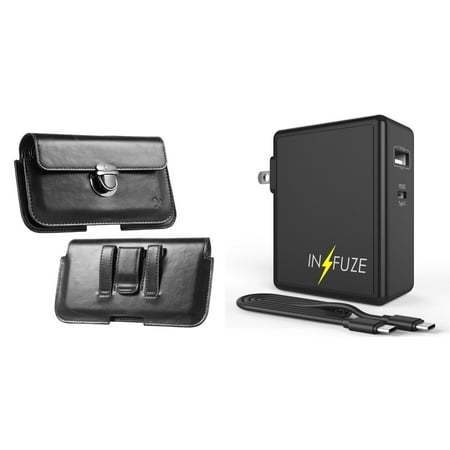 

Holster and Wall Charger Bundle for Samsung Galaxy A13 4G: Dual Carrying Belt Pouch Case (Black) and 45W Dual USB Port PD Power Delivery Type-C and USB-A Power Adapter