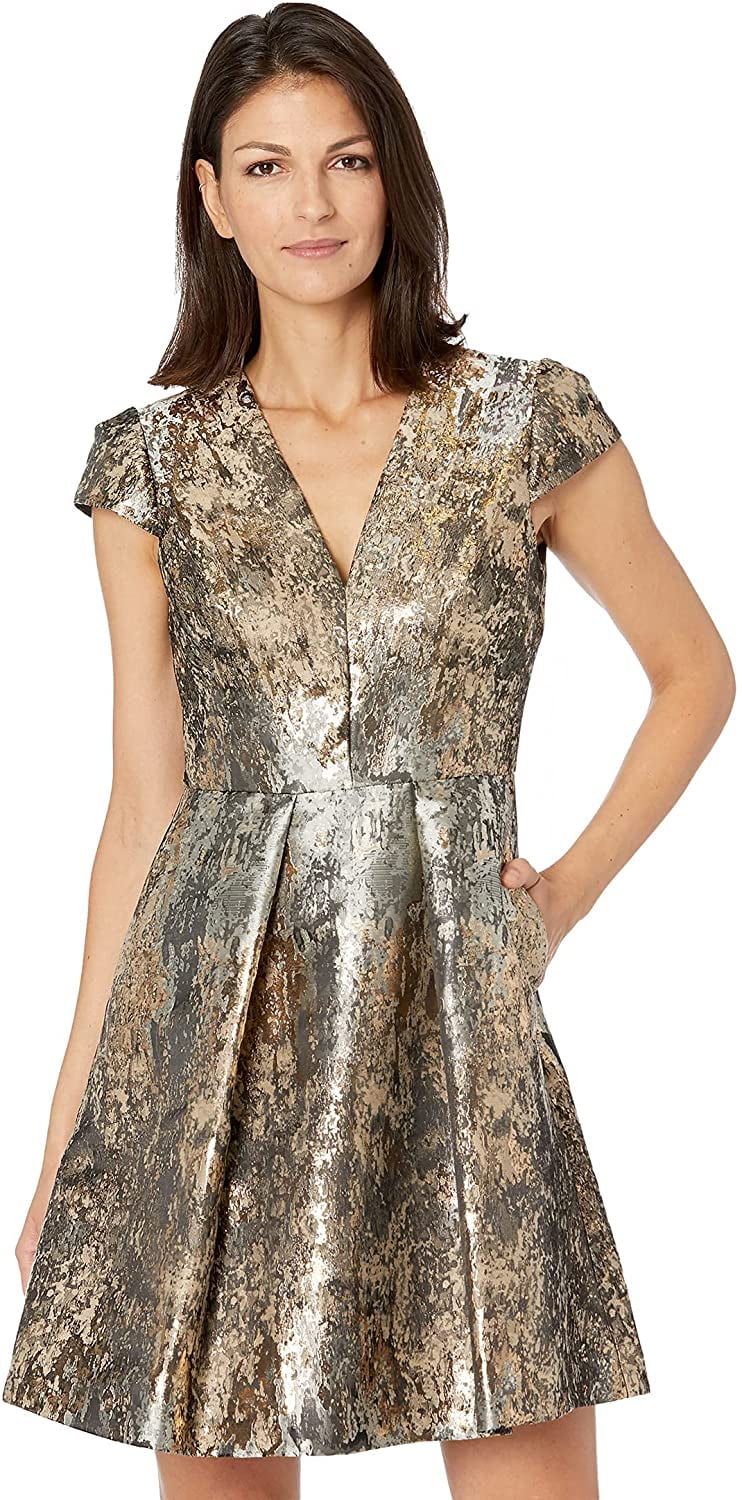 vince camuto jacquard fit & flare dress