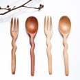 thumbnail image 6 of Norbi Natural Wooden Spoons Forks Portable Travel Dinnerware Tableware Restaurant Dessert Flatware Home Kitchen Table Utensil #B, 6 of 6