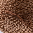 thumbnail image 3 of Sombrero de paja plegable para mujer, protección ultravioleta, sombrero de paja para mujer, capa panamá de borde ancho, capa de playa a la moda, decoración con lazo, 3 of 5
