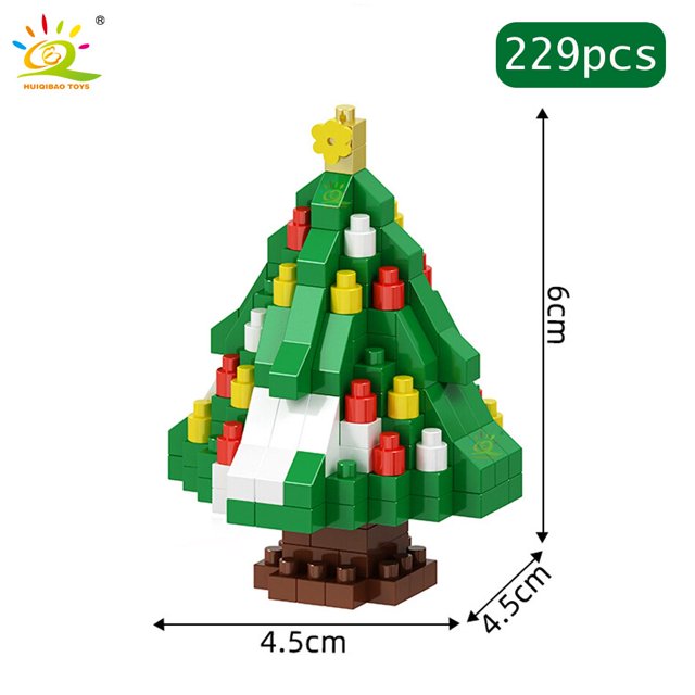 HUIQIBAO Mini Blocks Christmas Santa Claus Model Micro Bricks Building Block Toy For Kids Snowman Children's Toy Christmas Gift zhangmengya LED