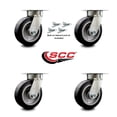 thumbnail image 2 of 6 Inch KP Rubber on Aluminum Swivel Caster Set with Ball Bearings & Swivel Locks, 2 of 2
