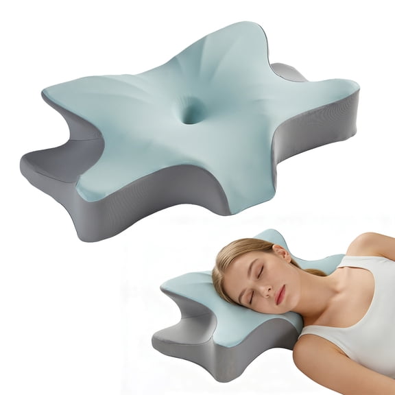 Memory Foam Cervical Pillow for Neck Pain Relief, Ergonomic Contour Bed Pillow with Cooling Breathable Washable Cover, Orthopedic Neck Support Pillow for Side Back Stomach Sleepers, 23.6x15x5.5in