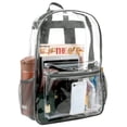 thumbnail image 6 of Clear Transparent Heavy Duty Waterproof Stadium Approved Unisex Backpack with Colored Trim and Mesh Side Pockets in Gray, 6 of 9