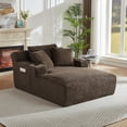 thumbnail image 2 of Leumius Oversized Chaise Lounge Chair Indoor,Upholstered Sofa Bed with Pillows and Cupholders,No Assembly Required,Dark Brown, 2 of 7