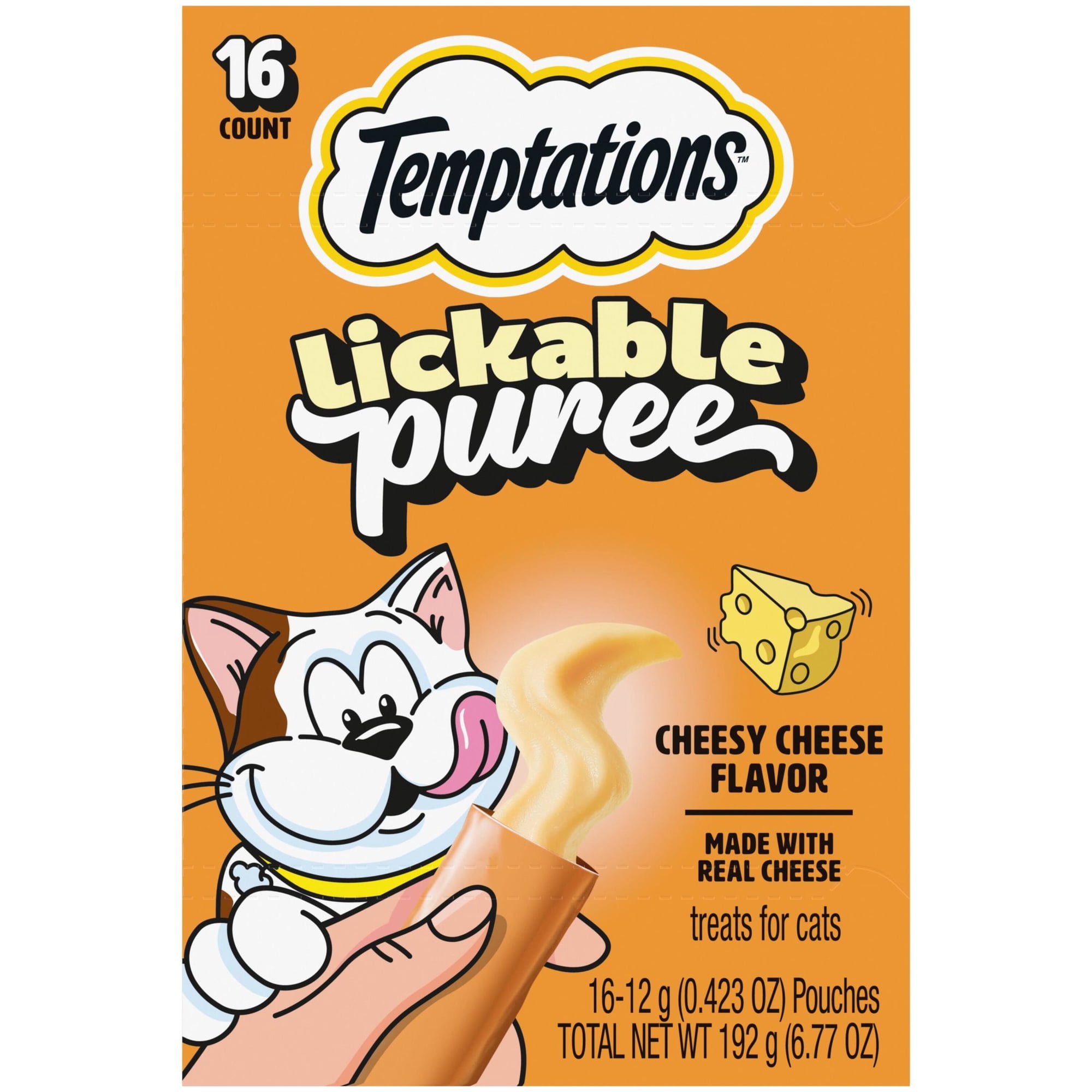 Temptations Creamy Puree With Cheese Lickable, Squeezable Cat Treats, 16-Pack Of 12G Pouches
