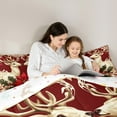 thumbnail image 5 of jejeloiu Christmas Deer Queen Comforter Set,Vintage Flower Floral Bedding Sets,Red Gold Xmas Bedding Comforter Set,Microfiber Bedroom Decor Reversible,3-Piece, 5 of 8