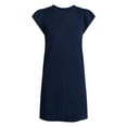 thumbnail image 6 of Time and Tru Women's Cotton T-Shirt Mini Dress with Short Flutter Sleeves, Sizes XS-XXXL, 6 of 6