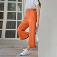 thumbnail image 4 of JTSRKL Girls Summer Elastic High Waist Layered Ruffle Flare Bell Wide Leg Pants Loose Fit Casual Drawstring Harun Pants with Pockets Orange 11-12 Years, 4 of 8