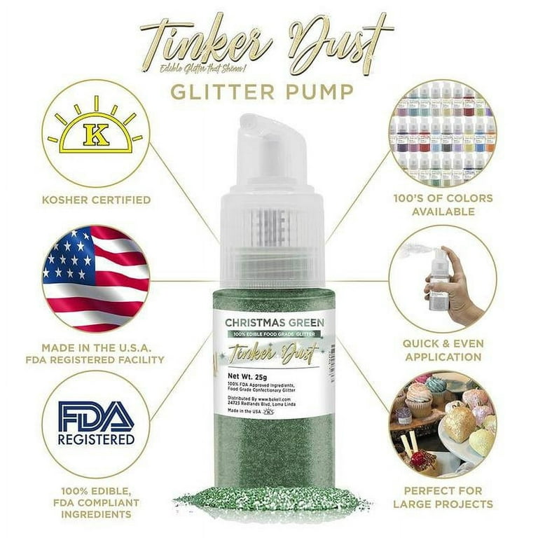 Tinker Dust Edible Glitter Spray Pump Bottle- Christmas Green – Oasis  Supply Company