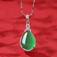 thumbnail image 5 of Guodhu Jade Teardrop Necklace Pendant for Women | Silver Plated Inlaid Zircon| Jewelry for Her, 5 of 9