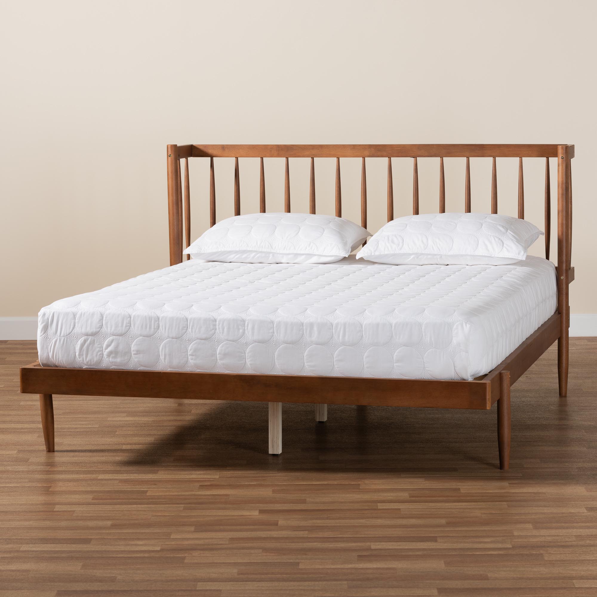 Baxton Studio Calderon Retro-Modern Platform Bed, Queen, Walnut Brown