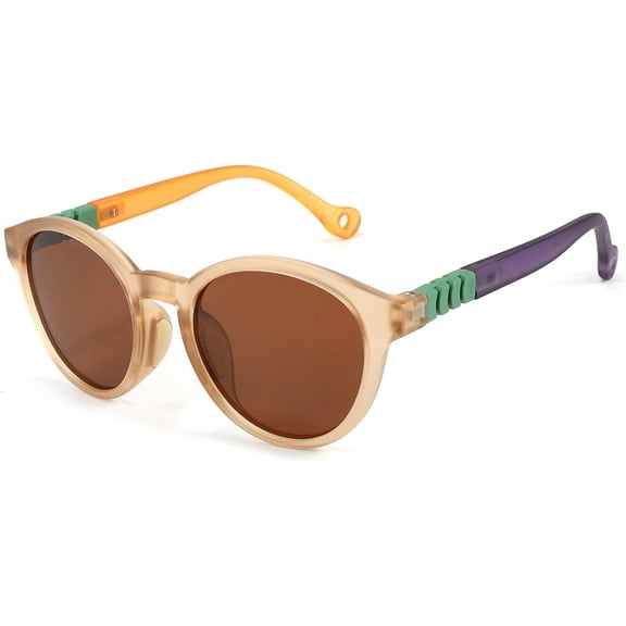 Fashion Kids Round Sunglasses TR Flexible Frame Polarized UV400 Protection Lens Outdoors for Boys Girls Age 3-12