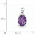 thumbnail image 2 of 925 Sterling Silver Rhodium Amethyst and Diamond Oval Shaped Pendant, 2 of 5