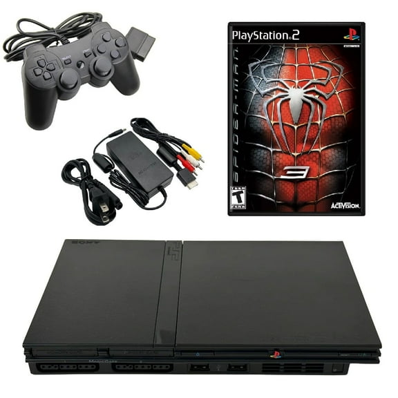Restored Playstation 2 Slim Console PS2 System with Spiderman 3, Reshelled