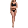 thumbnail image 2 of INSPIRE CHIC Women's Lace Trim Plunge Wireless Push Up Everyday Bras Spaghetti Straps Lightweight No Show Triangle Bra L Black, 2 of 4