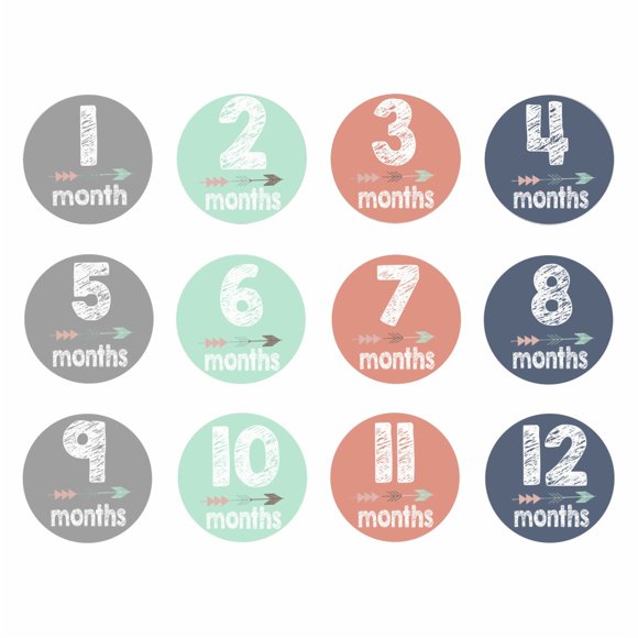 Jinsinto Baby Monthly Stickers, 12pcs Baby Milestone Stickers, Scrapbook Photo Memory Keepsake