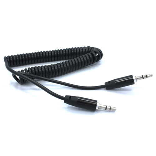 Coiled 3.5mm Aux  Lead Cable Jack For All Mobile Phone To Car Stereo Connection 