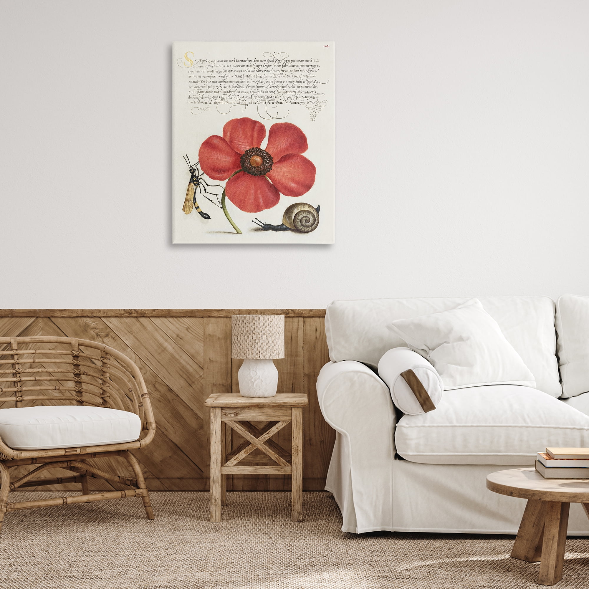 Stupell Industries Vintage Insects on Flower Text & Numbers Painting Wrapped Canvas Art Print Wall Art, 30 x 40