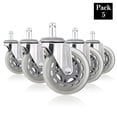 thumbnail image 1 of Mastery Mart Roulettes Style Rollerblade de Remplacement pour Chaise de Bureau, Robuste, Protection de Sol, Taille de Tige Universelle (Ensemble de 5, Chrome), 1 of 6