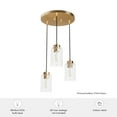 thumbnail image 7 of Hunter - Hartland 3-light Alturas Gold, Small Cluster Light, Dimmable, Transitional Style, Round Shaped, for Bedrooms, Dining, Living Rooms - 13063, 7 of 7