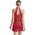 thumbnail image 2 of MSemis Justaucorps de Danse Latine Samba pour Femmes avec Strass, Costume de Danse de Salon Salsa Rumba, Robe de Cocktail Bourgogne P, 2 of 7