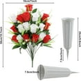 thumbnail image 4 of 2Pcs Artificial Cemetery Flowers with Vase for Grave Silk Memorial Rose Flowers Outdoor Grave Flowers for Grave Vase Cemetery Flower Arrangements, Blue & White, 4 of 5